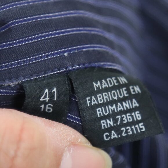 Hugo Boss Dress Shirt Regular Fit in Cotton Flannel Stripes Blue - Picture 4 of 7